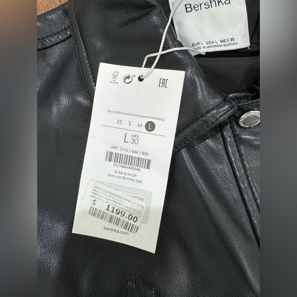 Bershka Black Leather-Style Jacket - Picture 4 of 6
